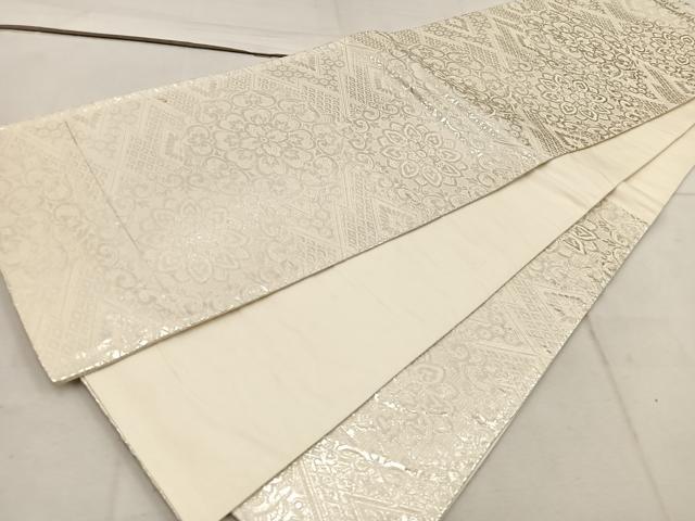 平和屋着物◎六通柄袋帯 宝相華 純銀箔 正絹 逸品 BAAW1448mz