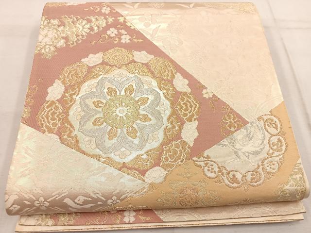 平和屋着物◎六通柄袋帯 切嵌鳳凰花文 金銀糸 正絹 逸品 BAAW1451mz