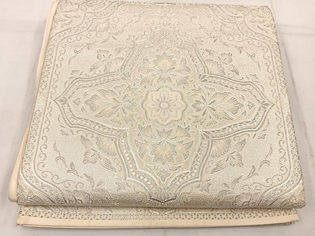 平和屋着物◎六通柄袋帯 宝相華 銀糸 正絹 逸品 BAAW1457mz