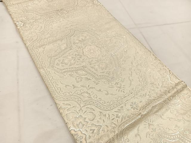 平和屋着物◎六通柄袋帯 宝相華 銀糸 正絹 逸品 BAAW1457mz