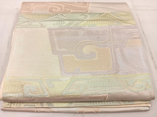 平和屋着物◎六通柄袋帯 幾何学文様 金糸 引箔 正絹 逸品 BAAW1458mz