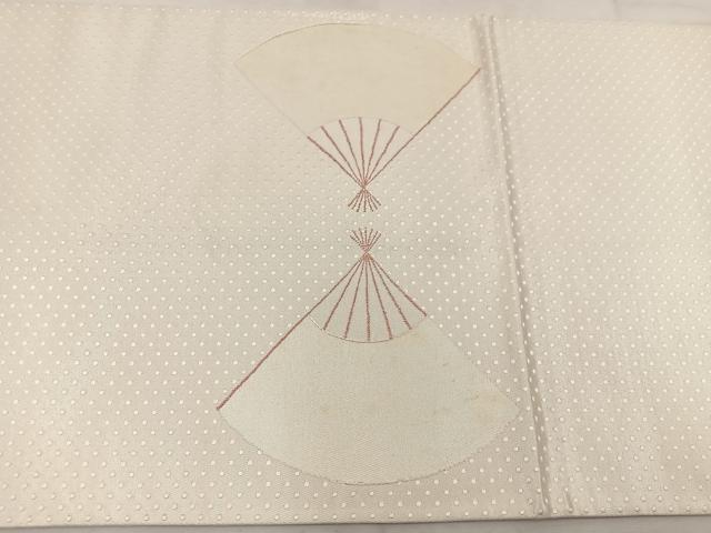 平和屋着物◎太鼓柄袋帯 中国三大刺繍 相良刺繍 扇面 銀糸 正絹 逸品 BAAW1483mz
