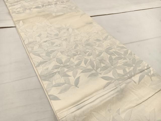平和屋着物◎六通柄袋帯 ふくれ織 草花文 銀糸 正絹 逸品 BAAW1486mz