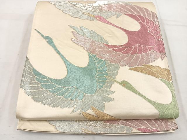平和屋着物◎六通柄袋帯 飛鶴文 金銀糸 正絹 逸品 BAAW1487mz