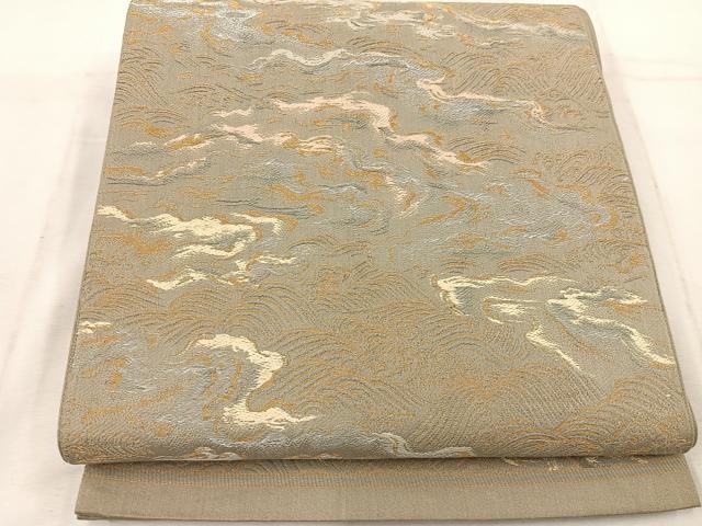 平和屋着物◎六通柄 京袋帯 本袋帯 立波文 金糸 正絹 逸品 BAAW1499mz
