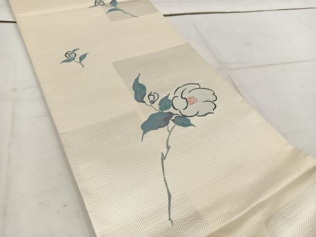平和屋着物◎六通柄袋帯 枝花文 銀糸 正絹 逸品 BAAW1501mz