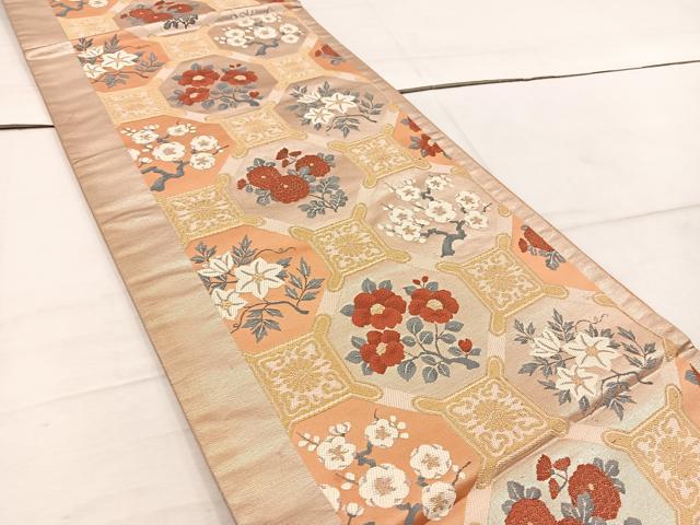 平和屋着物◎西陣 六通柄袋帯 蜀江花文 金銀糸 証紙付き 正絹 逸品 BAAW1513mz