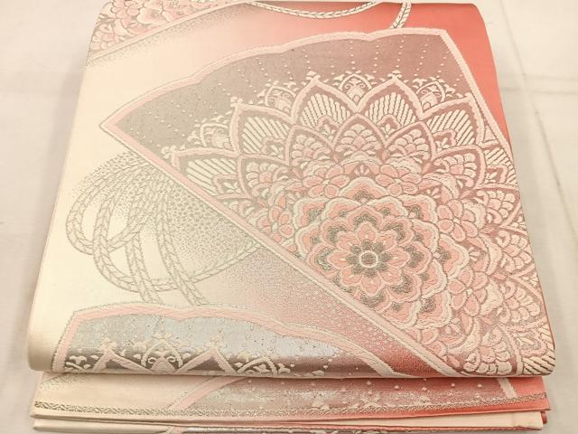 平和屋着物◎六通柄袋帯 唐織 宝相華 銀糸 正絹 逸品 BAAW1515mz