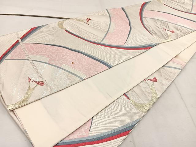 平和屋着物◎六通柄袋帯 唐織 飛鶴花文 金銀糸 正絹 逸品 BAAW1526mz