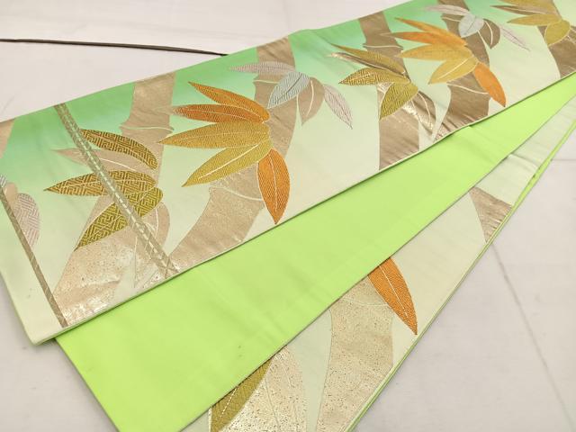 平和屋着物◎六通柄袋帯 笹竹文 金銀糸 正絹 逸品 BAAW1562mz