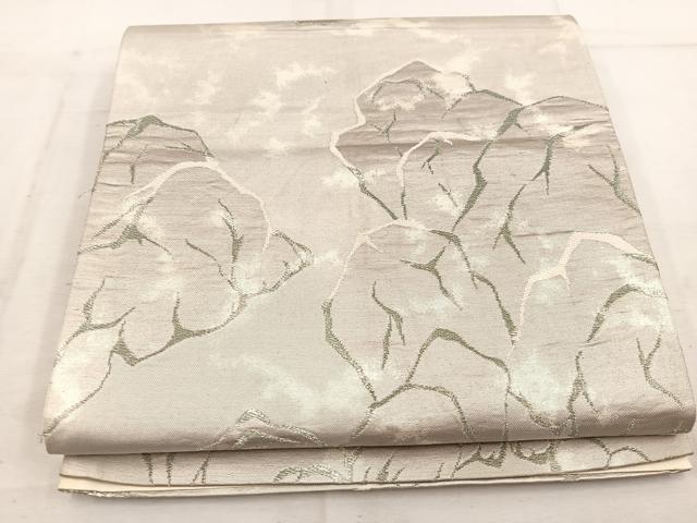 平和屋着物◎六通柄袋帯 幾何学文様 銀糸 引箔 正絹 逸品 BAAW1569mz