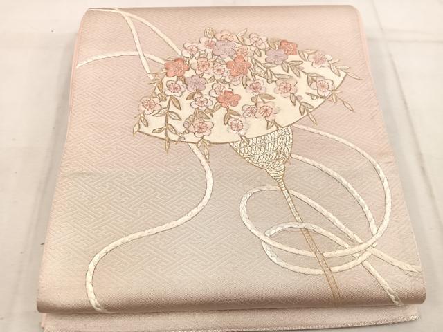 平和屋着物◎太鼓柄袋帯 刺繍 花笠 金銀彩 正絹 逸品 BAAW1575mz