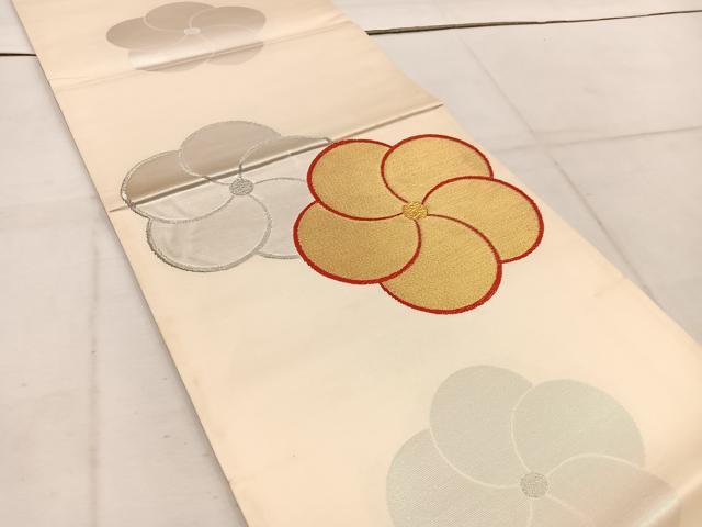 平和屋着物◎六通柄袋帯 梅 金銀糸 正絹 逸品 未使用 BAAW1582mz