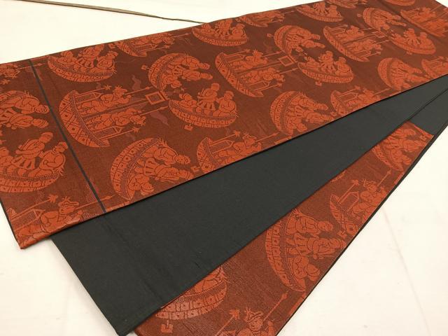 平和屋着物◎六通柄 京袋帯 人物文 正絹 逸品 BAAW1612mz