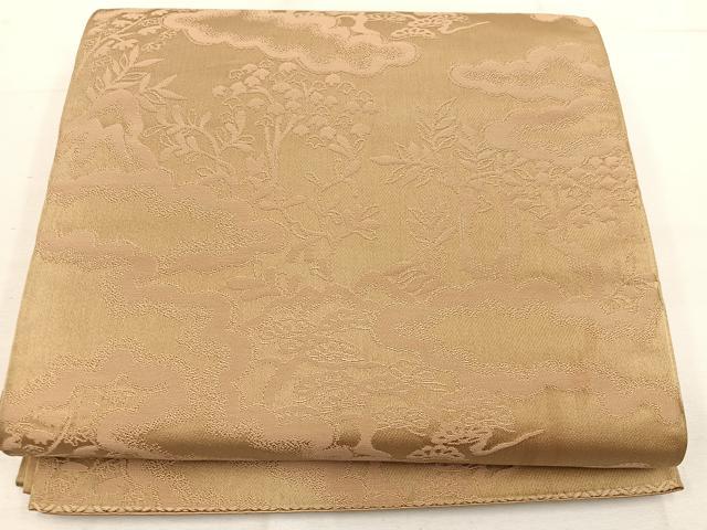 平和屋着物◎全通柄袋帯 雲重ね草葉文 正絹 逸品 BAAW1623mz