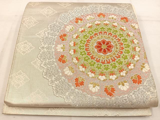 平和屋着物◎六通柄袋帯 宝相華 金銀糸 正絹 逸品 BAAW1632mz