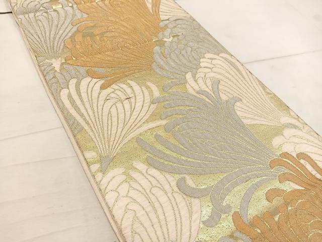 平和屋着物◎六通柄 京袋帯 草葉文 金銀糸 正絹 逸品 BAAW1634mz