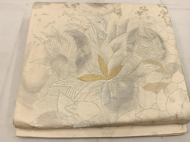 平和屋着物◎六通柄袋帯 草葉文 金銀糸 正絹 逸品 BAAW1648mz