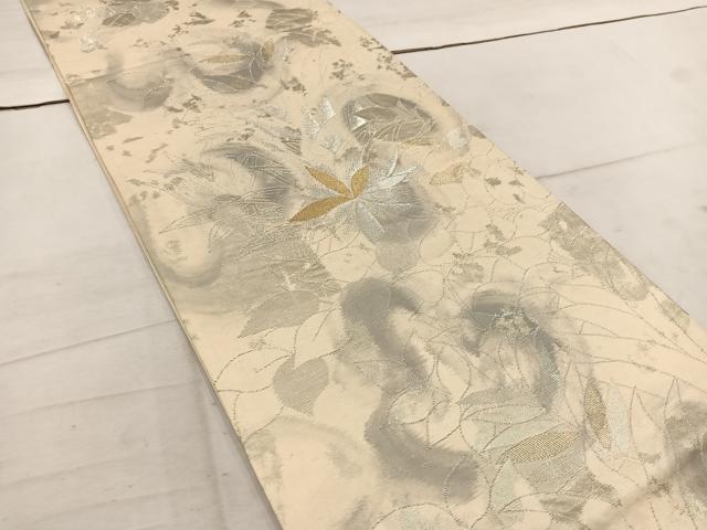 平和屋着物◎六通柄袋帯 草葉文 金銀糸 正絹 逸品 BAAW1648mz