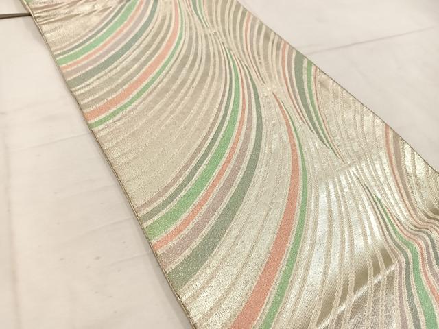 平和屋着物◎佐賀錦 六通柄袋帯 幾何学文様 銀糸 正絹 逸品 BAAW1653mz