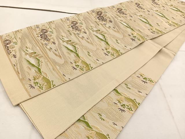 平和屋着物◎六通柄袋帯 遠山花文 金糸 BAAW1669mz