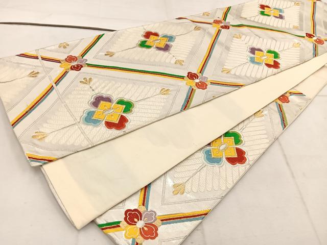 平和屋着物◎六通柄袋帯 唐織 菱花文 金銀糸 正絹 逸品 BAAW1671mz