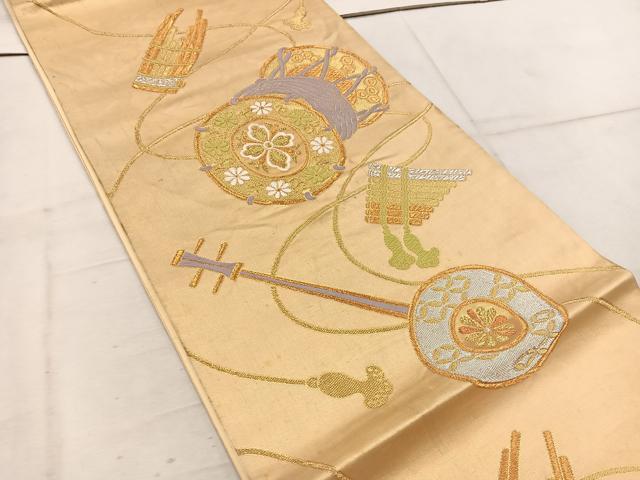 平和屋着物◎六通柄袋帯 楽曲花文 金銀糸 上品錦 正絹 逸品 BAAW1677mz