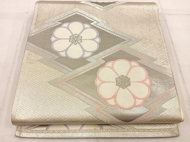 平和屋着物◎六通柄袋帯 松皮菱花文 プラチナ二重箔 正絹 逸品 BAAW1678mz