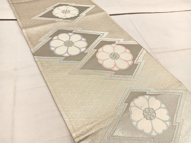 平和屋着物◎六通柄袋帯 松皮菱花文 プラチナ二重箔 正絹 逸品 BAAW1678mz