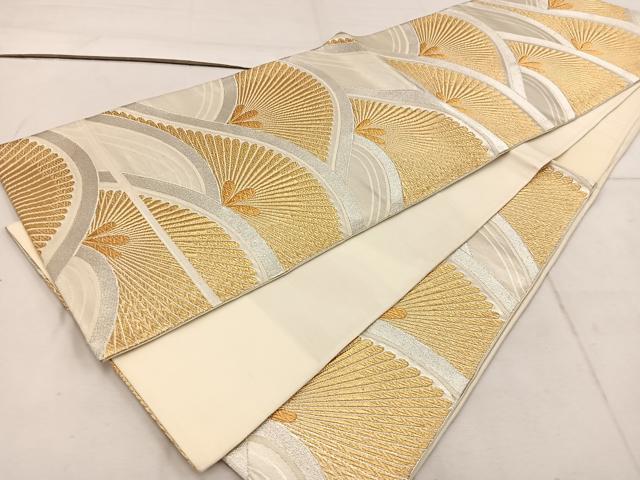 平和屋着物◎六通柄袋帯 流水菊文 金銀糸 正絹 逸品 BAAW1687mz