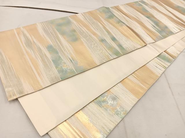 平和屋着物◎六通柄袋帯 霞文 金糸 正絹 逸品 BAAW1699mz