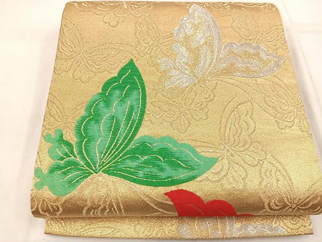 平和屋着物◎六通柄袋帯 唐織 舞蝶文 金銀糸 正絹 逸品 BAAW1706mz