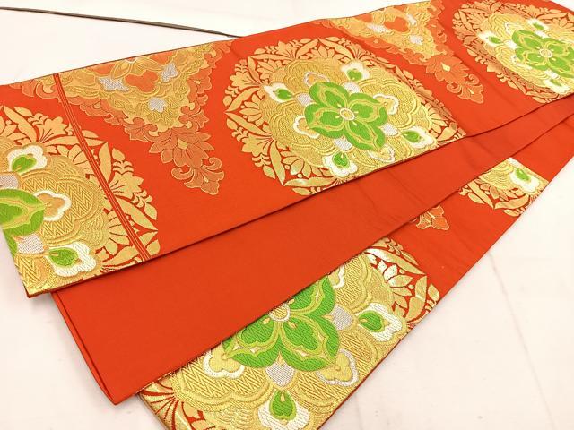平和屋着物◎六通柄袋帯 唐織 宝相華 金銀糸 正絹 逸品 BAAW1710mz