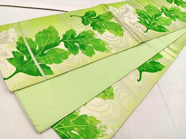 平和屋着物◎六通柄袋帯 唐織 流水枝葉文 銀糸 正絹 逸品 BAAW1712mz