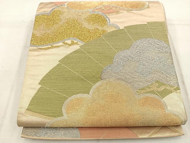 平和屋着物◎六通柄袋帯 松 金銀糸 正絹 逸品 BAAW1723mz
