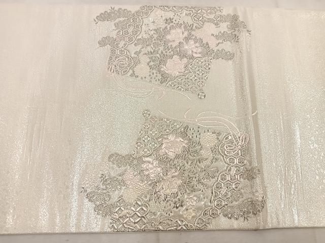 平和屋着物◎太鼓柄袋帯 唐織 薫香几帳式部図 銀糸 正絹 逸品 BAAW1728mz