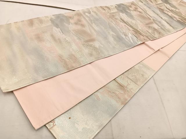 平和屋着物◎六通柄袋帯 京洛百景 修学院離宮 銀糸 正絹 逸品 BAAW1729mz