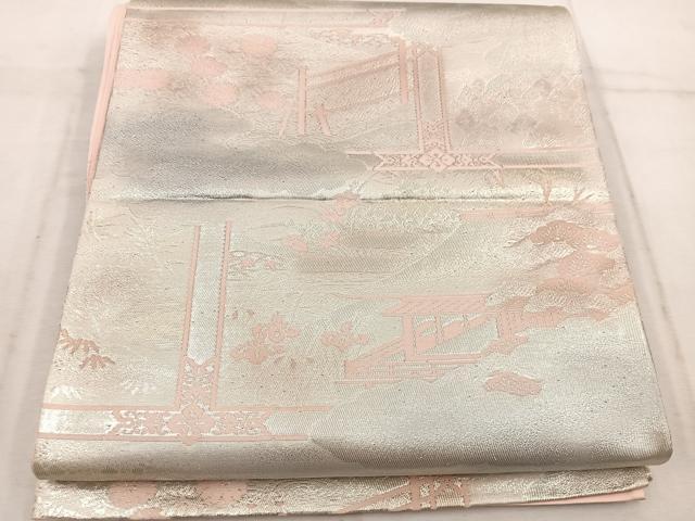 平和屋着物◎六通柄袋帯 京洛百景 修学院離宮 銀糸 正絹 逸品 BAAW1729mz