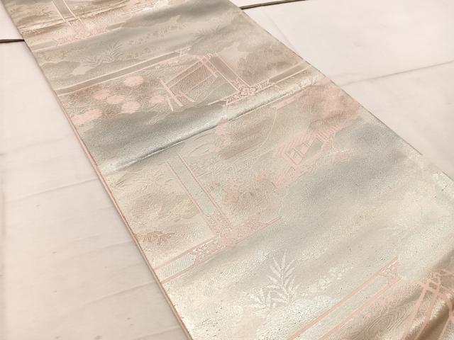 平和屋着物◎六通柄袋帯 京洛百景 修学院離宮 銀糸 正絹 逸品 BAAW1729mz