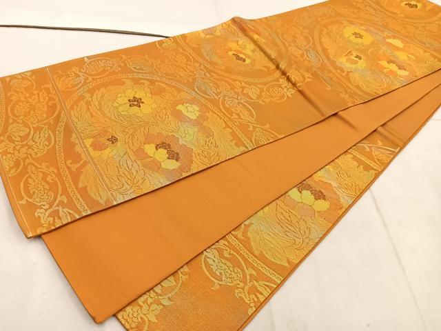 平和屋着物◎六通柄袋帯 草花丸文 金糸 正絹 逸品 BAAW1730mz