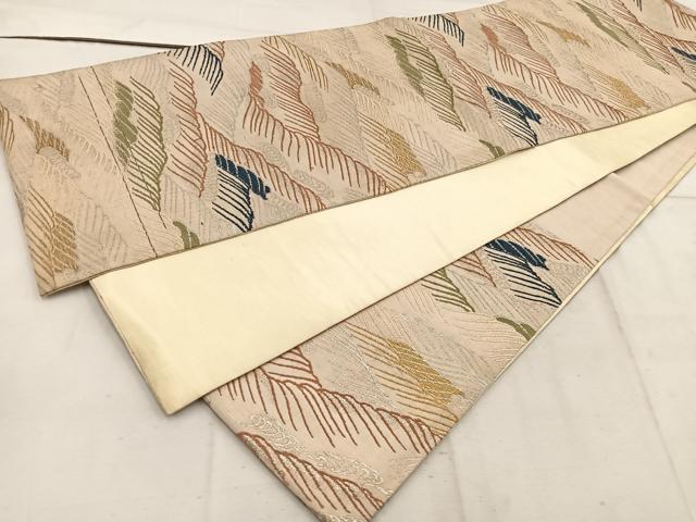 平和屋着物◎六通柄袋帯 唐織 立波文 金銀糸 正絹 逸品 BAAW1754mz