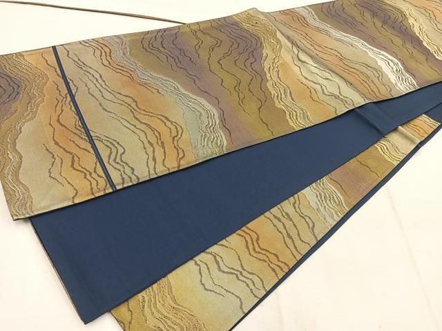 平和屋着物◎六通柄袋帯 流水文 金銀糸 引箔 正絹 逸品 BAAW1755mz