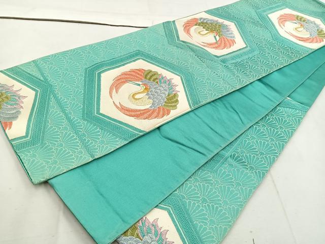 平和屋着物◎六通柄袋帯 唐織 飛鶴亀甲文 正絹 逸品 BAAW1785mz