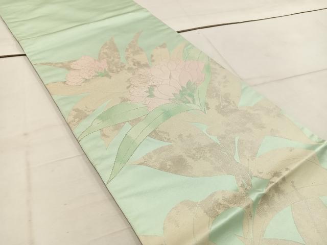 平和屋着物◎六通柄袋帯 草花文 金糸 正絹 逸品 BAAW1791mz