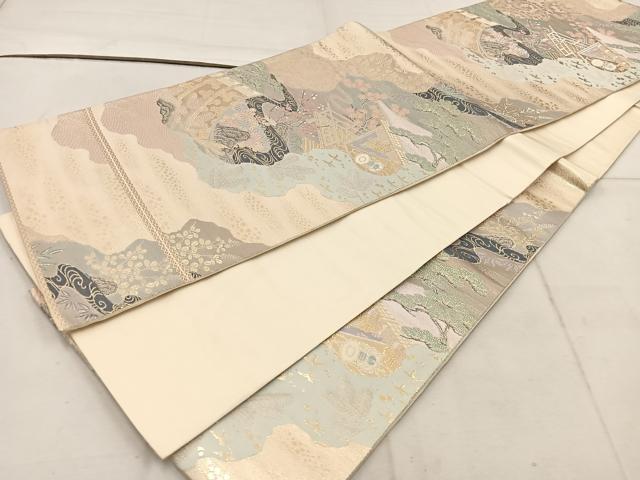 平和屋着物◎六通柄袋帯 桃山絵巻 金糸 正絹 逸品 BAAW1797mz