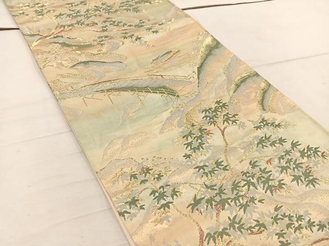 平和屋着物◎六通柄袋帯 渡橋風景文 金銀糸 正絹 逸品 BAAW1799mz