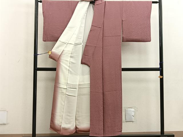 平和屋着物■上質な色無地 草花地紋 浅蘇芳色 正絹 逸品 BAAW1855mz
