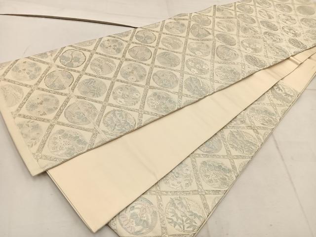 平和屋着物◎六通柄袋帯 草花丸文 金銀糸 正絹 逸品 BAAW1882mz
