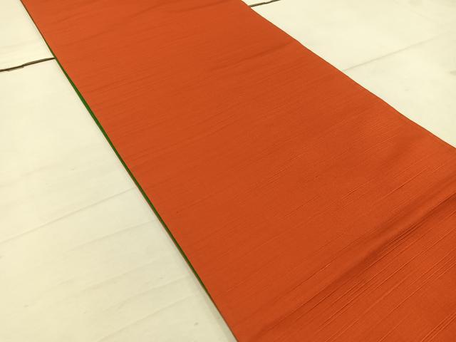 平和屋着物◎両面 全通柄袋帯 紬地 照柿色 深緑色 正絹 逸品 BAAW1885mz