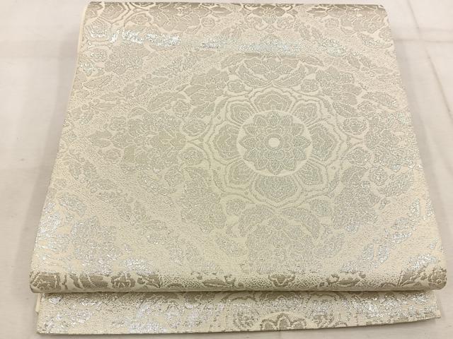 平和屋着物◎六通柄袋帯 錦織 正倉院花文 純銀箔 正絹 逸品 BAAW1904mz
